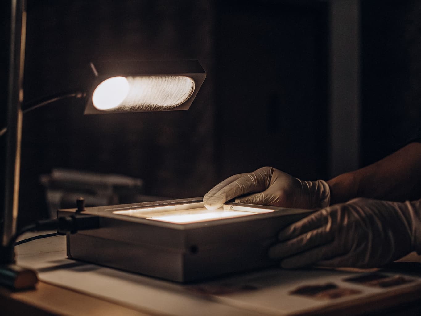 Professional fingerprint scanner with gloved hands