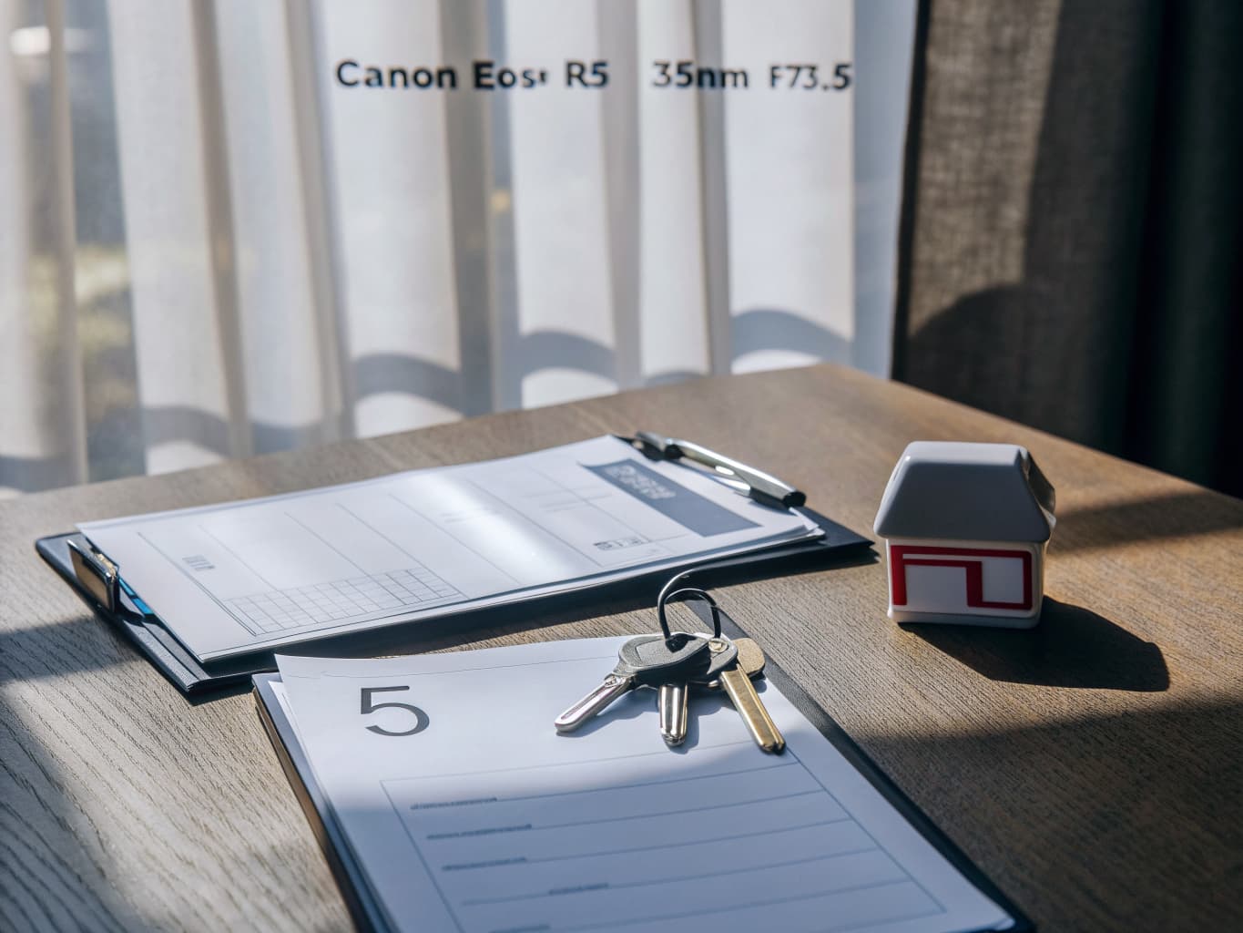 Loan documents and house keys on a desk